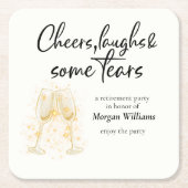 応援エレガントが涙を流す退職パーティー スクエアペーパーコースター (正面)