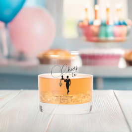 応援エレガントなウェディングカップルのミニマリスト ウイスキーグラス