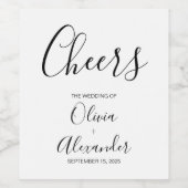 応援エレガントなウェディングモノグラム白黒 ワインラベル (シングルラベル)