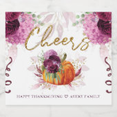 応援エレガントズオータムブルガンディパンプキン スパークリングワインラベル (シングルラベル)