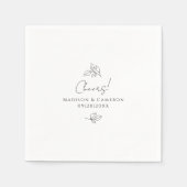 応援エレガントブラック&ホワイト結婚ズ植物学 スタンダードカクテルナプキン (正面)