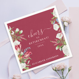 応援エレガントブルゴーニュ白フローラ書道 スタンダードカクテルナプキン