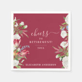 応援エレガントブルゴーニュ白フローラ書道 スタンダードカクテルナプキン (正面)