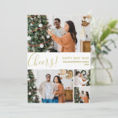 応援エレガントモダンHappy New Year Photo Collage シーズンカード (スタンド正面)