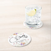 応援エレガント水色フローラ結婚ズ ラウンドペーパーコースター (インサイチュ)