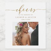 応援エレガント金ゴールドスクリプト結婚写真 ワインラベル (シングルラベル)