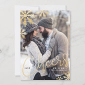 応援エレガント金ゴールドスノーフレーク新婚の写真 シーズンカード (正面)