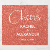 応援オレンジグリッター結婚のワきらめくインラベル スパークリングワインラベル (シングルラベル)