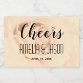 応援オンセピアトーンブルーミングバラ結婚咲き スパークリングワインラベル (シングルラベル)