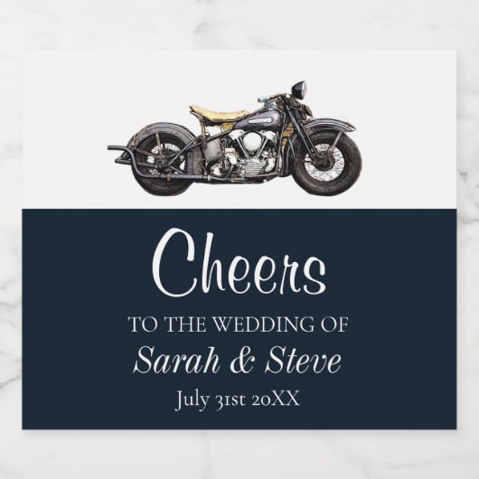 応援オートバイヴィンテージウェディングデイト新郎新婦 ビールラベル (シングルラベル)