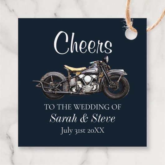 応援オートバイヴィンテージウェディングデイト新郎新婦 フェイバータグ (裏面)