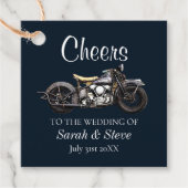 応援オートバイヴィンテージウェディングデイト新郎新婦 フェイバータグ (正面)