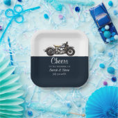 応援オートバイヴィンテージウェディングデイト新郎新婦 ペーパープレート (パーティー)