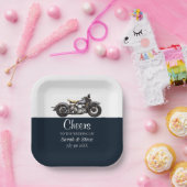 応援オートバイヴィンテージウェディングデイト新郎新婦 ペーパープレート (パーティー)