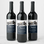 応援オートバイヴィンテージウェディングデイト新郎新婦 ワインラベル (ボトル)