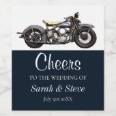 応援オートバイヴィンテージウェディングデイト新郎新婦 ワインラベル (シングルラベル)