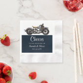 応援オートバイヴィンテージウェディングデイト新郎新婦 縁ありカクテルナプキン (インサイチュ)