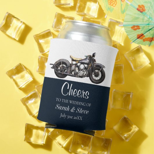 応援オートバイヴィンテージウェディングデイト新郎新婦 缶クーラー (インサイチュ 夏)