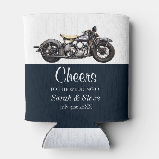 応援オートバイヴィンテージウェディングデイト新郎新婦 缶クーラー (裏面)