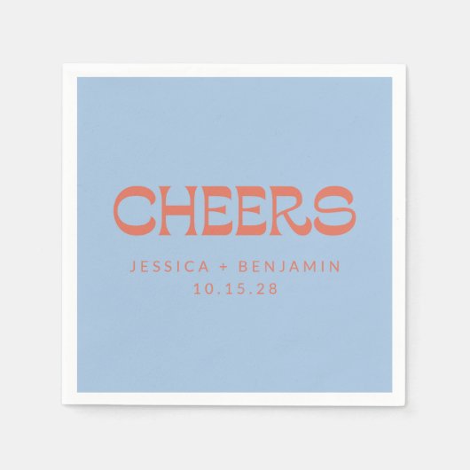 応援カスタムズブルーテラコッタシッモダンク結婚ス スタンダードカクテルナプキン (正面)