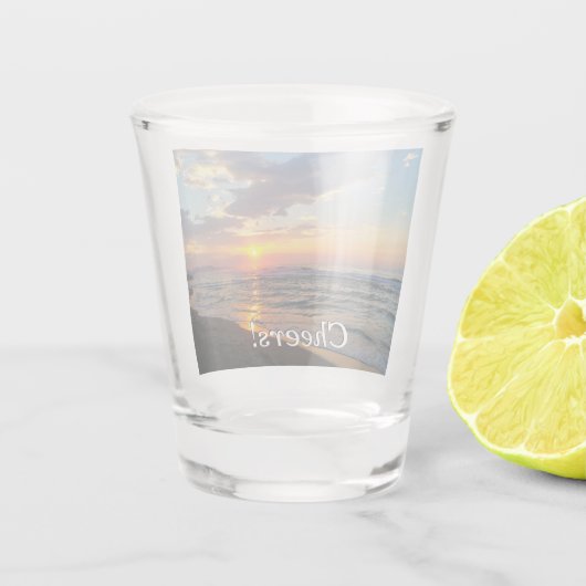 応援カスタム写真と文字パーソナライズされた ショットグラス (裏面)