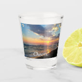 応援カスタム写真と文字パーソナライズされた ショットグラス (正面)