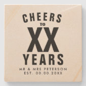 応援カスタム年結婚記念贈与 ストーンコースター (正面)