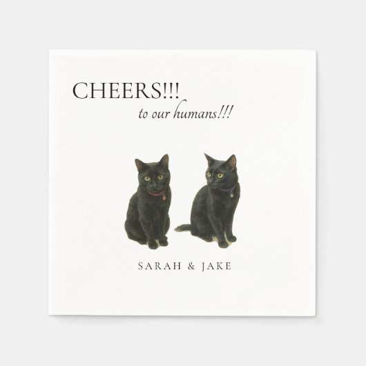 応援カスタム2キャッツブラック文字ズ結婚ナプキンス スタンダードカクテルナプキン (正面)