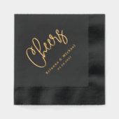 応援カップルの名前結婚と日付 箔ナプキン (正面)