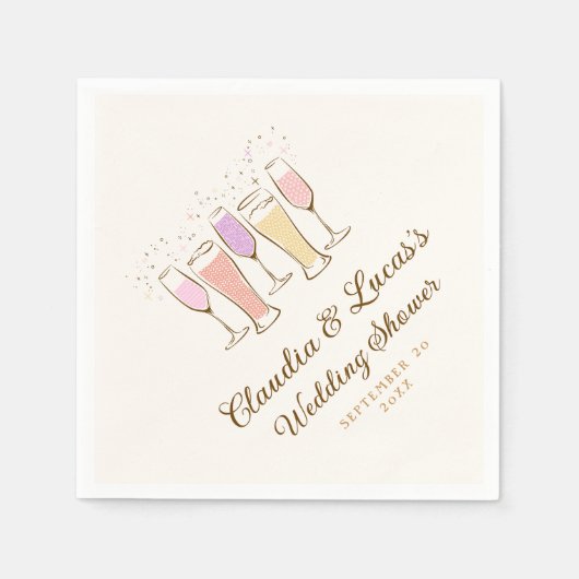 応援カップルズコードウェディングシャワー スタンダードカクテルナプキン (正面)
