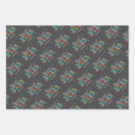 応援カラフルから2025年の花火の新年の休日 ラッピングペーパーシート