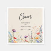 応援カラフルスエレガントワル結婚フラワーベージュ スタンダードカクテルナプキン (正面)