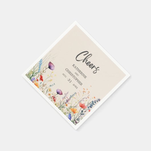 応援カラフルスエレガントワル結婚フラワーベージュ スタンダードカクテルナプキン (角)