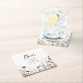 応援カラフルワイルドフラワーエレガントな結婚式 スクエアペーパーコースター (インサイチュ)