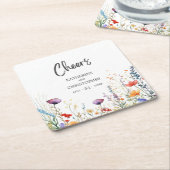 応援カラフルワイルドフラワーエレガントな結婚式 スクエアペーパーコースター (アングル)