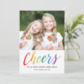 応援カラフル年末年始のフォトカード シーズンカード (スタンド正面)