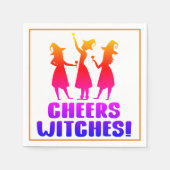 応援カラフル魔女おかしいハロウィーンパーティー スタンダードカクテルナプキン (正面)
