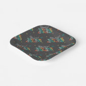 応援カラフル2025花火新年ホリデイ ペーパープレート (傾斜あり)