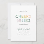 応援カラフル&ビアーズモードカップルのシャワー 招待状 (正面)