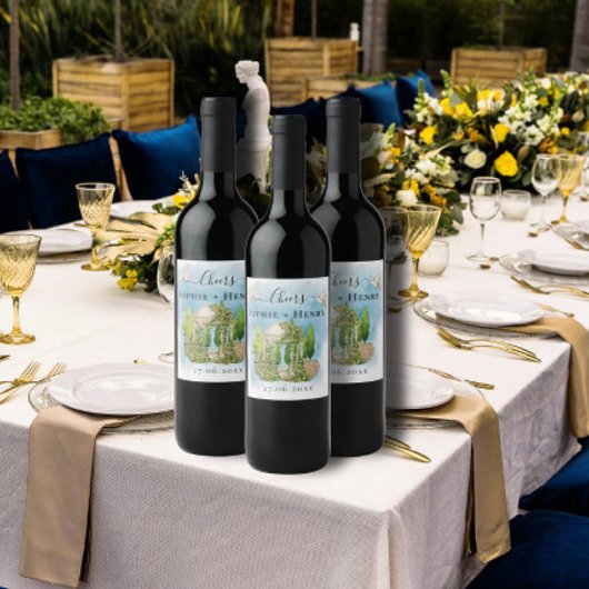 応援ガゼボ | 花の鳩結婚の贅沢 ワインラベル