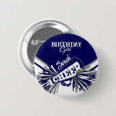 応援ガール誕生日 – ネイビーブルー,グレーと白 缶バッジ (正面&裏面)