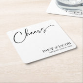 応援クラシックミニマルモダンミニマ結婚リスト スクエアペーパーコースター (アングル)