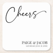 応援クラシックミニマルモダンミニマ結婚リスト スクエアペーパーコースター (正面)