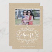 応援クラフト紙素朴なクリスマスフラットフォト シーズンカード (正面/裏面)