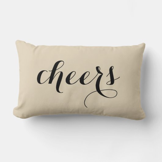 応援クリスマスブラックスクリプトベージュホリデー ランバークッション (正面)