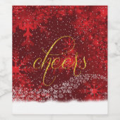 応援クリスマスレッドホワイトスノーフレーク ワインラベル (シングルラベル)