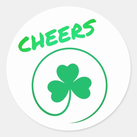 応援クローバーシャムロックアイリッシュグリーンSt patricks day ラウンドシール (正面)