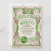 応援グリーンビーズセントパトリック誕生日 招待状 (正面)