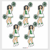 応援グリーン14インチx 14インチカスタムビニールシール#2 シール (シート)