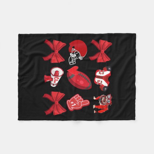 応援コケットボーサッカーマムゲームデイクリスマス フリースブランケット (正面(横))